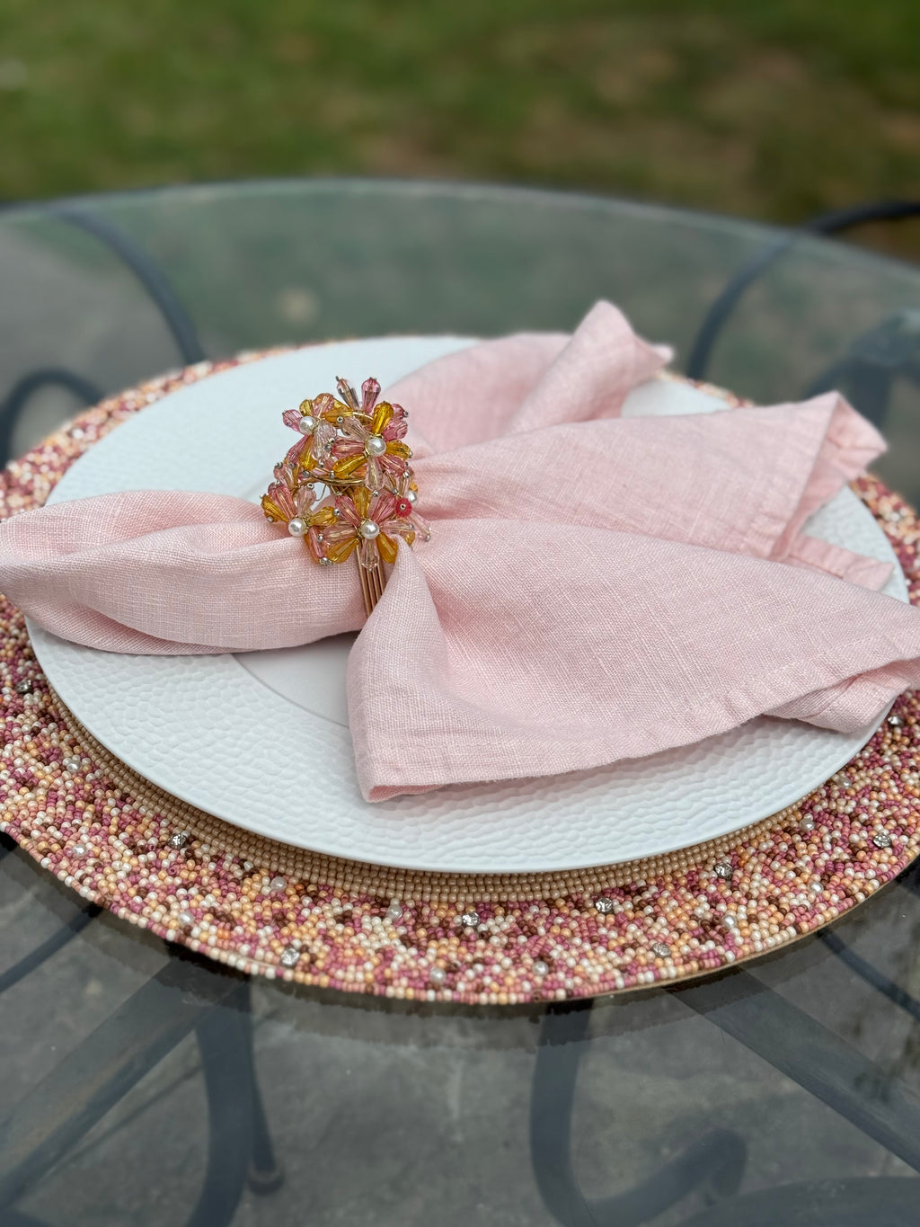Rose Glamour Beaded Placemats