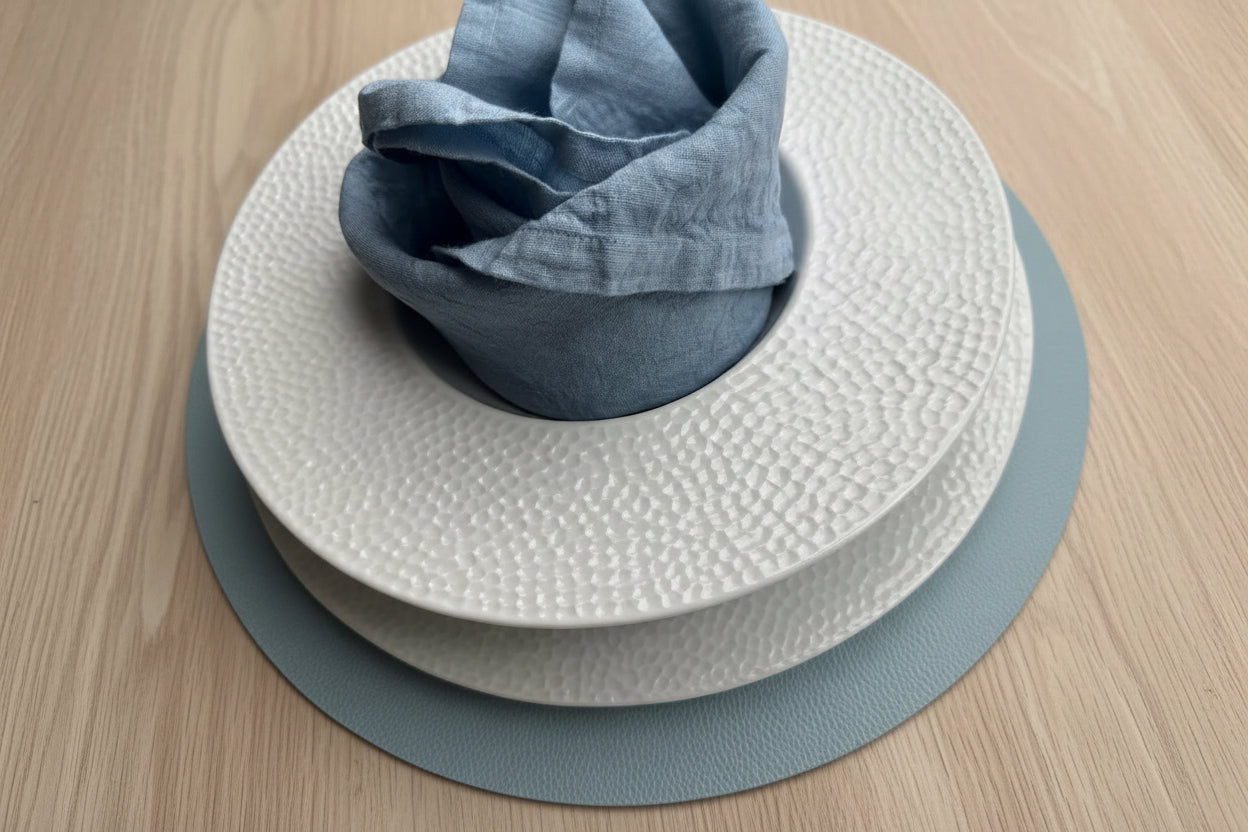 Leather Placemat Sky Blue 35cm